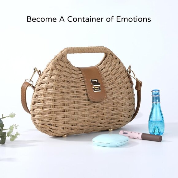 Clutch Purse Straw Crossbody Bag Women Summer Adjustable Strap Boho Handwoven - Picture 3 of 6